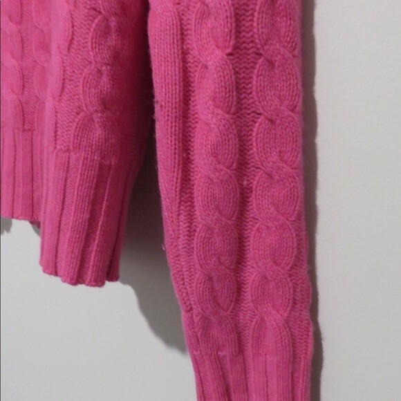 Tibi Sweater Turtleneck Pink Cable Knit Soft Cozy Bright Classic Preppy - Picture 3 of 5